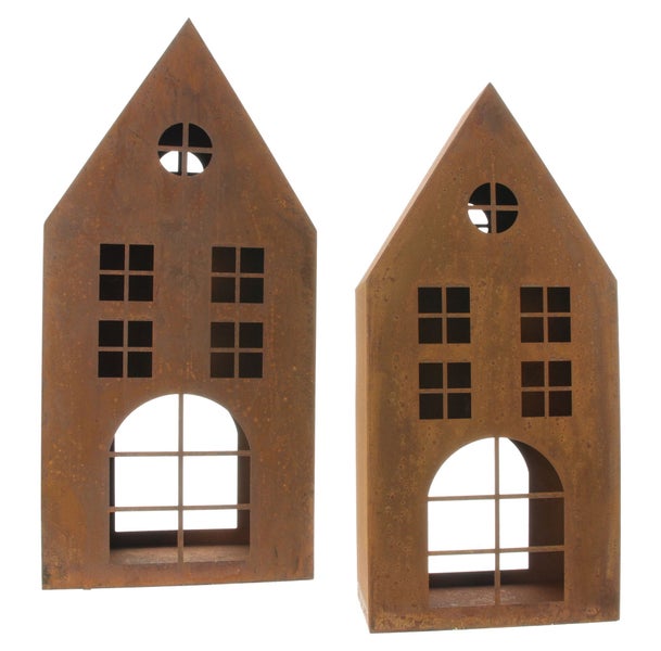 FRANK FLECHTWAREN | Haus Rost, 2er Set, METALL, 21 x 10,5 x 45 cm, 26 x 13 x 55 cm