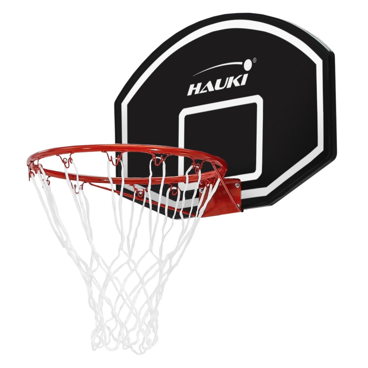 Hauki Basketballkorb-Set mit Ring Ø 41 cm und Netz, 71 x 45 cm, Schwarz, Basketball-Backboard für Wandmontage, wetterfest, In/Outdoor, Hängender Basketballbrett Basketballring, für Erwachsene &amp; Kinder