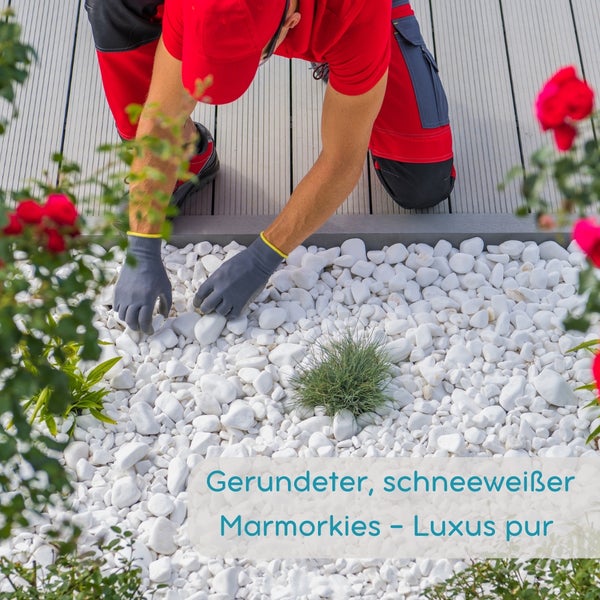 Kieselsteine Garten Zierkies Weiß Aquarium Kies Carrara Marmorkies Dekostein Weiße Kieselsteine Zierstein Marmor Kies Weiß 25 kg 15-25 mm