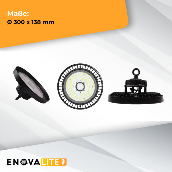 ENOVALITE LED HighBay UFO Hallenstrahler Leistung einstellbar 100 150 200W Neutralweiß 17000-34000lm IP65 LIFUD