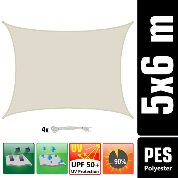 AMANKA 98% UV Schutz: Sonnensegel 5x6m Wasserdicht - Sonnensegel für die Terrasse Segeltuch Sonnenschutz Schattenspender Garten Sonnenschutz Sonnensegel Outdoor Sonnensegel Balkon Segel für Terrasse