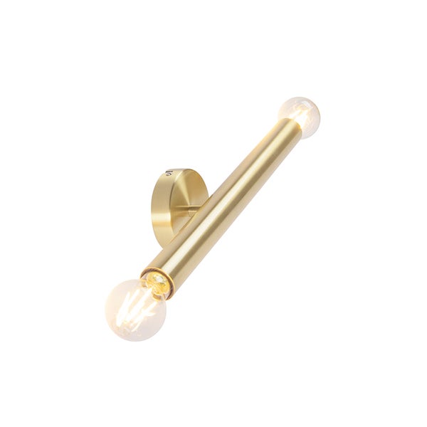 Goldene Wandleuchte mit zwei Glühbirnen