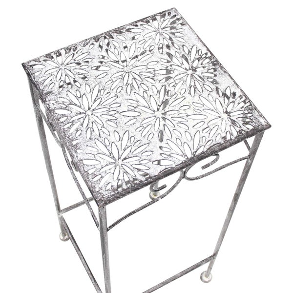 FRANK FLECHTWAREN | Beistelltisch Flowers, 3er Set, METALL, 20 x 20 x 49,5 cm, 24 x 24 x 59,5 cm, 28 x 28 x 69,5 cm