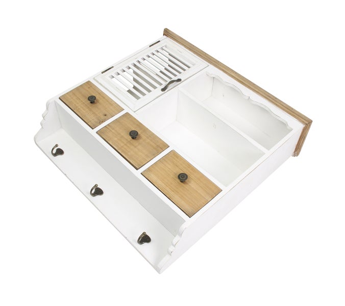 FRANK FLECHTWAREN | Hängeschrank White Cottage, HOLZ, MDF, METALL, 59,5 x 16 x 57 cm