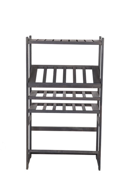 PROREGAL Getränkekisten- & Weinregal SPREEWALD HxBxT 124x70x33cm 12 Flaschen auf 2 Ebene + 2 Ebenen für Kisten + Ablage Massives Kiefernholz Grau geölt