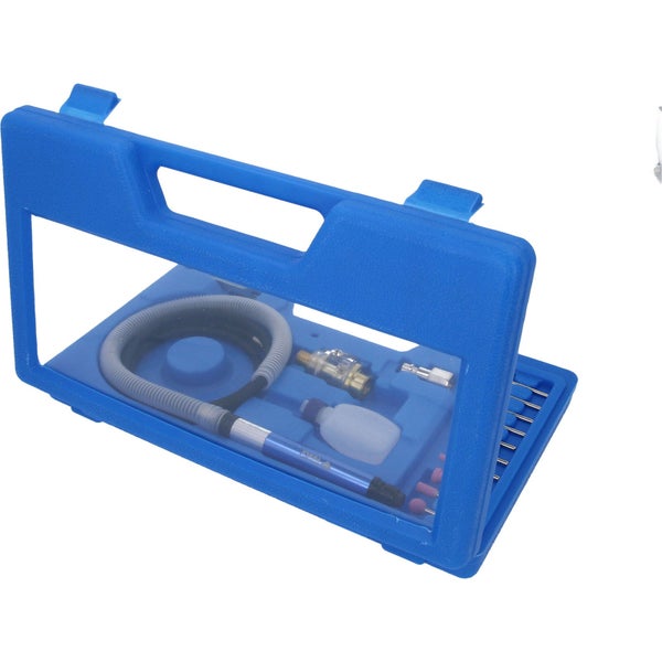 Druckluft-Micro-Stiftschleifer-Set im blauen Koffer