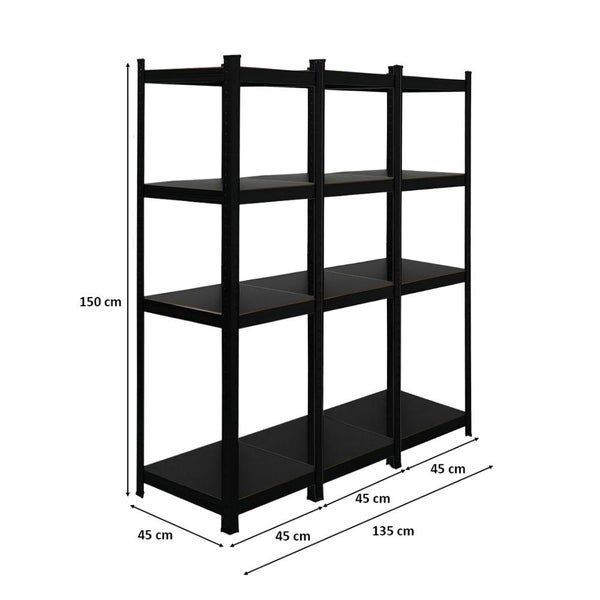 Berlinlodge Mega Deal 3x Wohnregal Ragnar, HxBxT 150x45x45cm, Fachlast 100kg, Matt Shwarz, Bücherregal, Standregal, Büroregal für Wohnzimmer