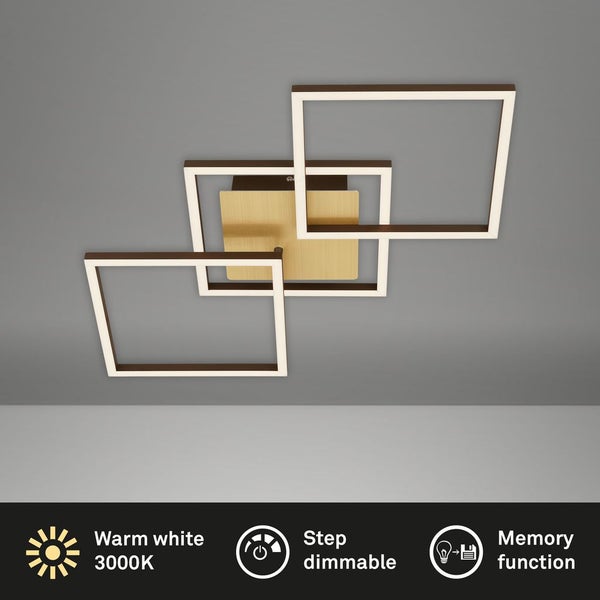 Briloner Leuchten FRAME - Wand-& Deckenleuchte - 3217017 - Stufenweise dimmbar - 3000K warmweiß - Memoryfunktion - Schwenkbar - 76,3 x 36,8 x 7,3 cm