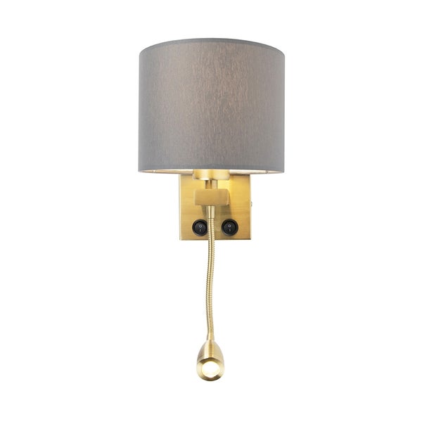Wandleuchte mit Leselampe und Stoffschirm