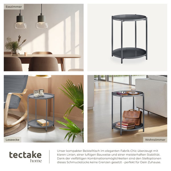 Beistelltisch tectake Oxford 45,5 x 45,5 x 53 cm Stahl dunkelgrau