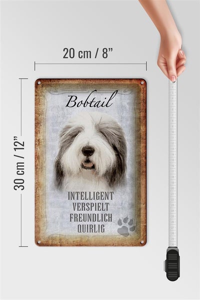 Blechschild Spruch 20x30cm Bobtail Hund verspielt Schild