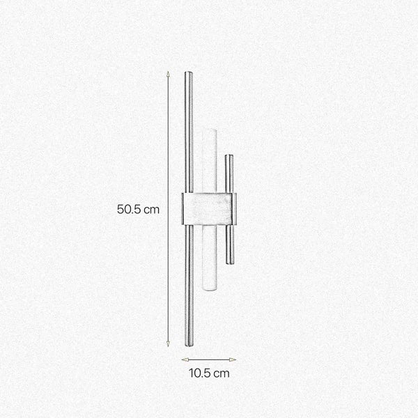Maßzeichnung einer Wandleuchte, 50,5 x 10,5 cm