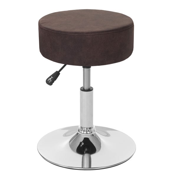Verstellbarer runder Hocker mit Bezug und Metallfuß