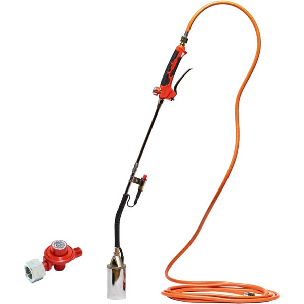 Unkrautbrenner mit Gasschlauch und Druckminderer