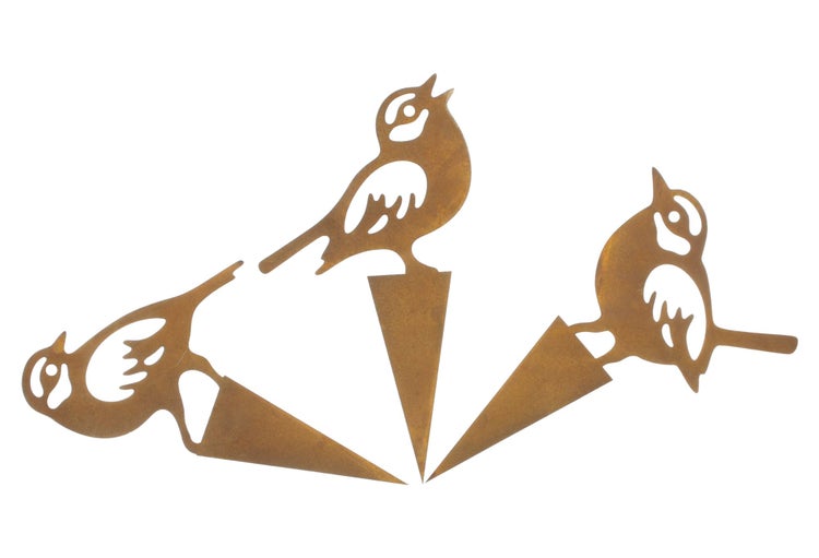 FRANK FLECHTWAREN | Stecker Vogel, 3er Set, METALL, 11 x 18 x cm