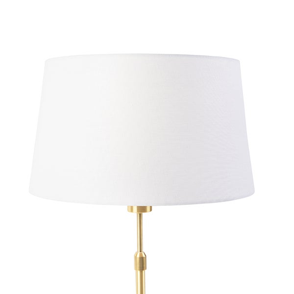 Stehlampe mit Stoffschirm und Metallfuß