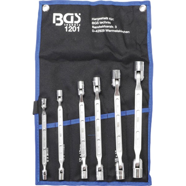 BGS Doppel-Ringschlüssel-Satz mit flexiblen Köpfen 6tlg. - 1201