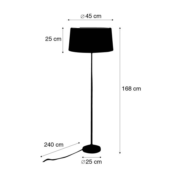 Stehleuchte gold / messing mit Schirm schwarz 45 cm verstellbar - Parte