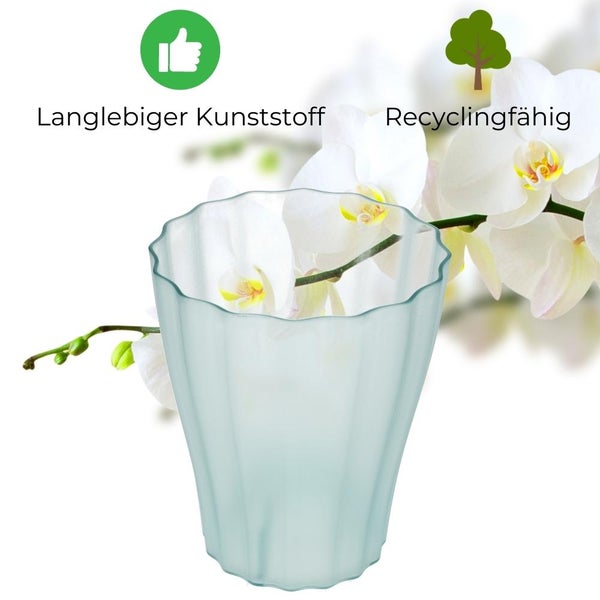 Orchideentopf Blumen Orchideen Übertopf transparent aus Kunststoff durchsichtig Elegant OLA Ø 16 cm glas