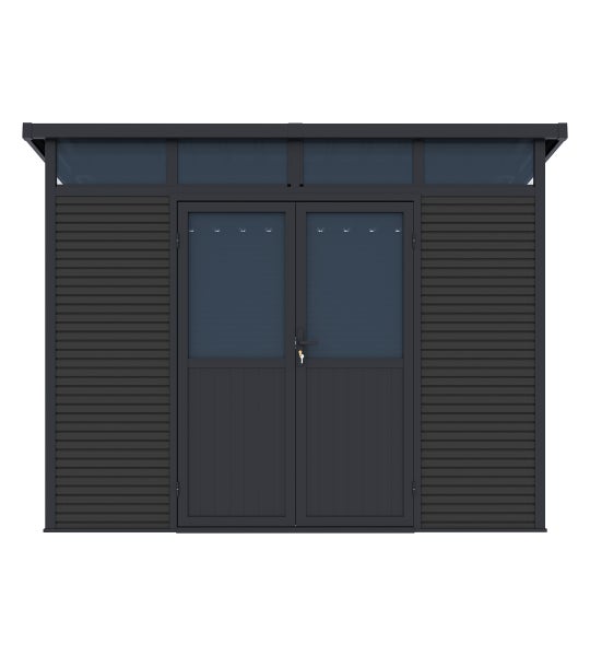 Weide Gartenhaus Aluminium Gerätehaus mit Doppeltür 278x218x226 cm Wetterfest Anthrazit