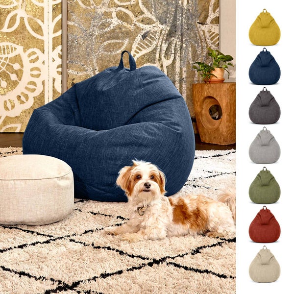 Green Bean Indoor XXL Sitzsack mit 300 Liter mit EPS-Perlen Füllung - Kuschelig Weich Waschbar - Drinnen Stoff Bodenkissen Liegekissen Sitzkissen - Dunkelblau Navy
