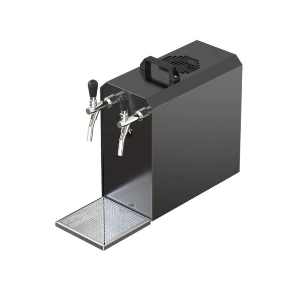 Bierzapfanlage mit zwei Hähnen und Abtropfblech