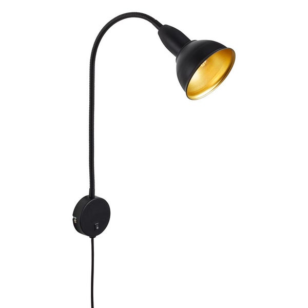 Bettleuchte Ein-/Aus-Schalter Flexibel E14 25 W schwarz-gold Metall Briloner