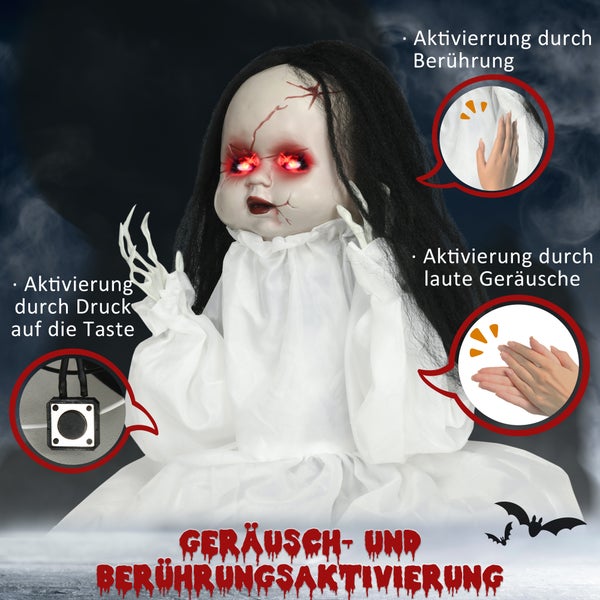 HOMCOM Halloween Dekoration, 60L x 15B x 60Hcm, Polyester, Weiß