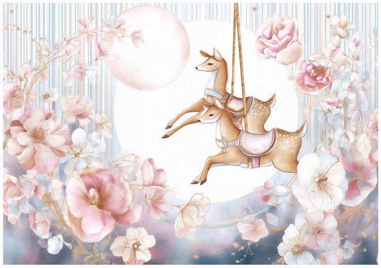 Fototapete Kinderzimmer Mädchen Blumen Tiere Kinder Vlies Tapete 400x280 cm