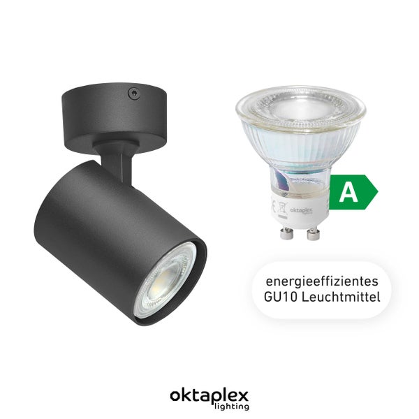 Bora LED Deckenstrahler GU10 2700K 450lm 2,5W schwenkbar 1-flammig schwarz Leuchte Innenbeleuchtung Spotstrahler Wohnraum