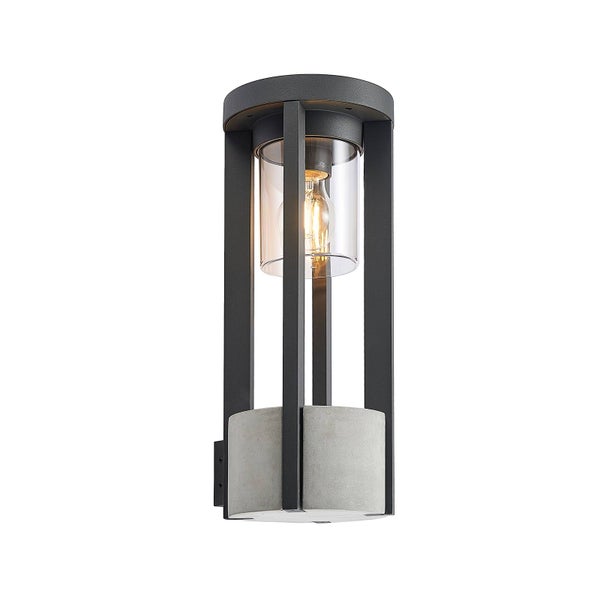 Lucande Wandleuchte außen Overa (spritzwassergeschützt (Modern) in Alu aus Aluminium (1 flammig, E27) - Außenwandleuchten Wandlampe Led Außenlampe Outdoor für Außenwand/Hauswand Haus