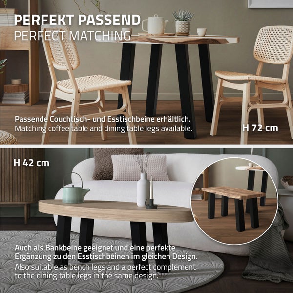 ML-Design 4er Set Tischbeine schräg H:30 cm, Schwarz glänzend, aus pulverbeschichtetem Stahl, eckig, Profil 8x8 cm, I-Form, Möbelfüße Metall 96° Neigung, Tischfüße Möbelbeine für Couchtisch, Sitzbank