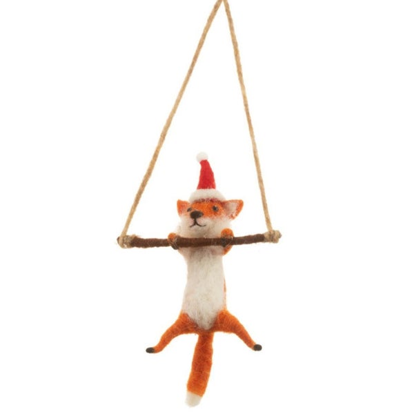 Fuchs am Trapez Filz Weihnachtshänger - Sass & Belle
