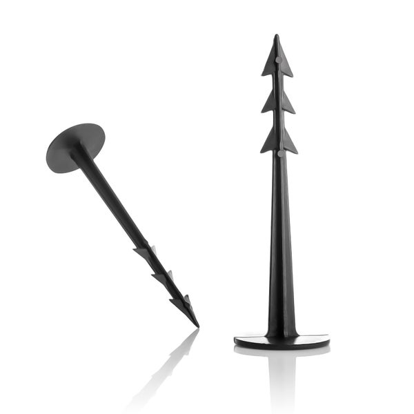 Zwei Kunststoff-Bodenanker zur Befestigung im Garten