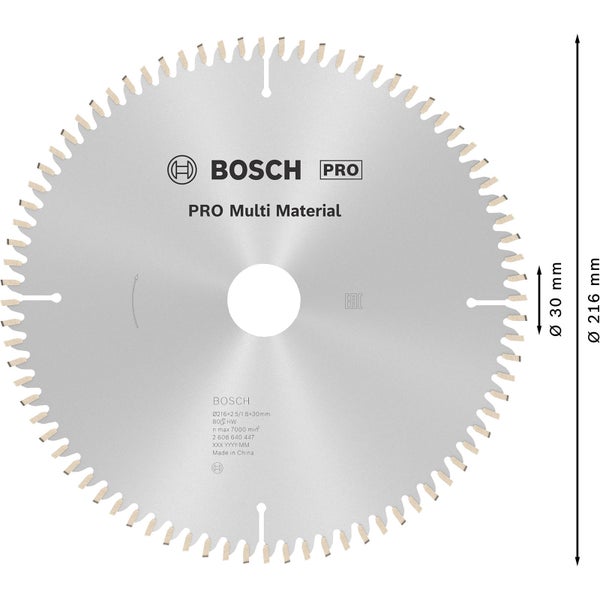 Bosch PRO Multi Material Kreissägeblatt 216 x 2,5 x 30 mm - 2608640447