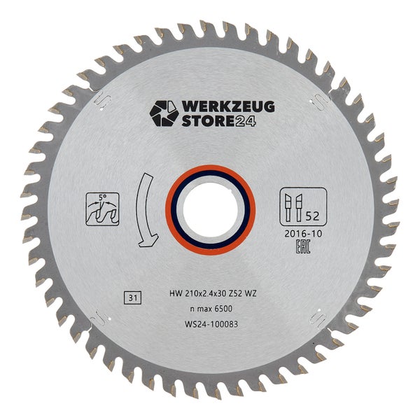 WS24 HM Kreissägeblatt Holz 210 x 2,4 x 30 WZ 52 - WS24-100083