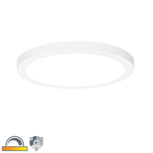 Einbau- oder Aufbaustrahler weiß 30 cm inkl. LED 3 Stufen dimmbar bis warm - Trans