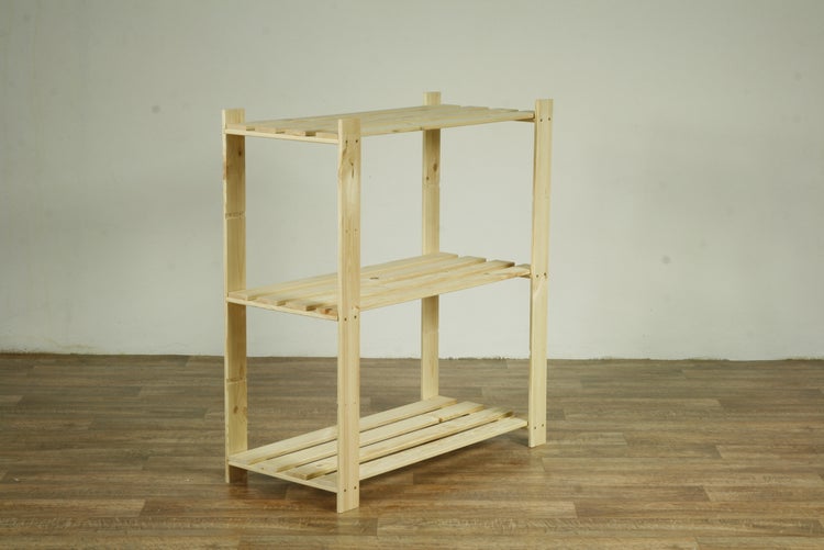 PROREGAL Holzregal Pinepeak HxBxT 90 x 80 x 38 cm 3 Fachboden 1,2 cm Dickes Kiefernholz Natur