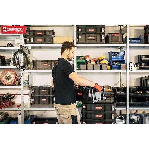 PROREGAL QBRICK Werkzeugkasten Two HxBxT 29,5 x 53 x 19,5 cm 52 Liter Traglast Bis Zu 120 kg Mit Deck & Frontgriff Mit Klemmverschlüsse Schwarz