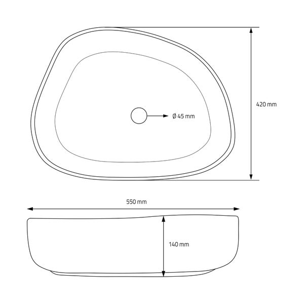ML-Design Waschbecken aus Keramik Schwarz 55x42x14 cm Oval inkl. Ablaufgarnitur, Moderne Aufsatzwaschbecken, Design Waschtisch Aufsatz-Waschschale Waschplatz Handwaschbecken, für Badezimmer/Gäste-WC