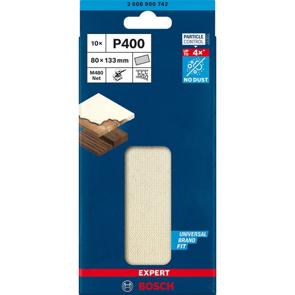 Bosch 10x Expert M480 Schleifnetz für Schwingschleifer 80 x 133 mm G 400 - 2608900742