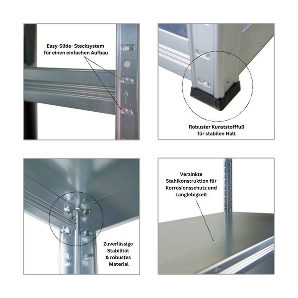 PROREGAL Mega Deal 4x  Schwerlastregal Steel Eagle , HxBxT 180x120x40 cm,  Fachlast 130kg, Verzinkt