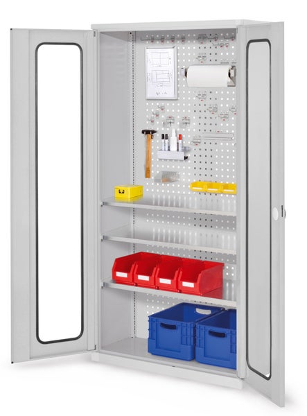 Kappes ®RasterPlan Werkzeugschrank 1950x1000m Modell 6 Tiefe 410mm Sichtfenstertüren lichtgrau