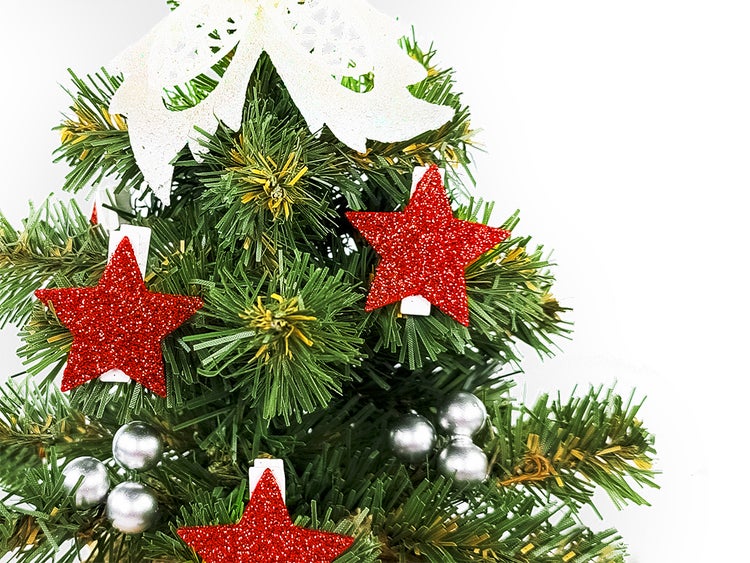 LAALU Geschmückter künstlicher Weihnachtsbaum mit 23 Ornamenten TINY 5 im Topf 25 cm
