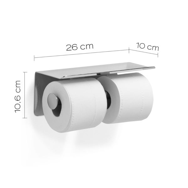 Doppelter Toilettenpapierhalter mit Ablage aus Edelstahl