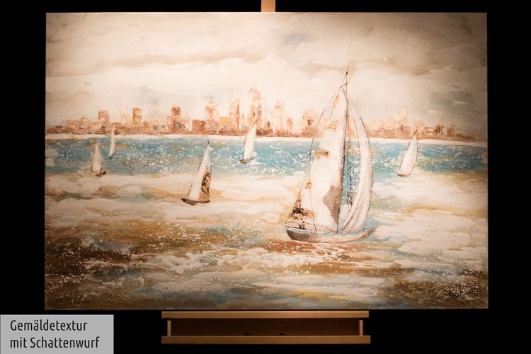 Handgemaltes Gemälde Acrylfarbe 120x80cm Weiß
