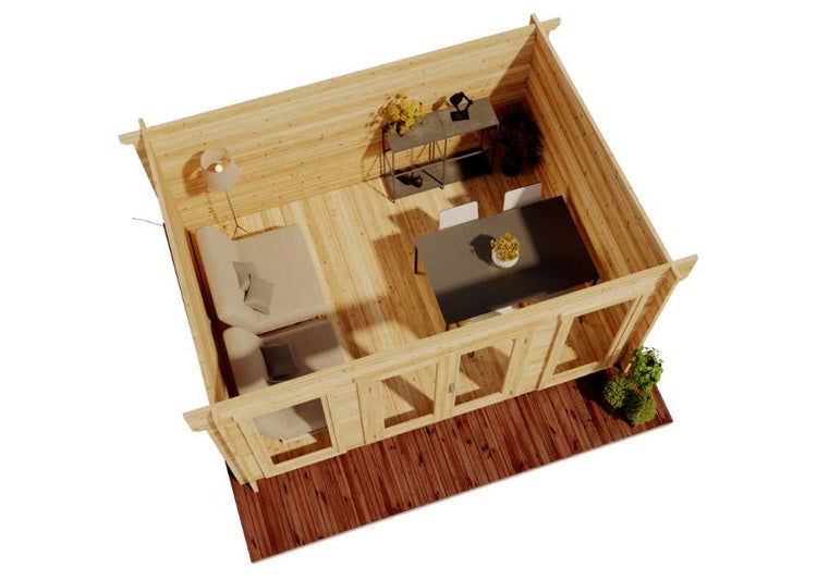 Alpholz Gartenhaus Atrium-F aus Holz in braun Holzhaus Wandstärke: 40 mm Blockbohlenhaus