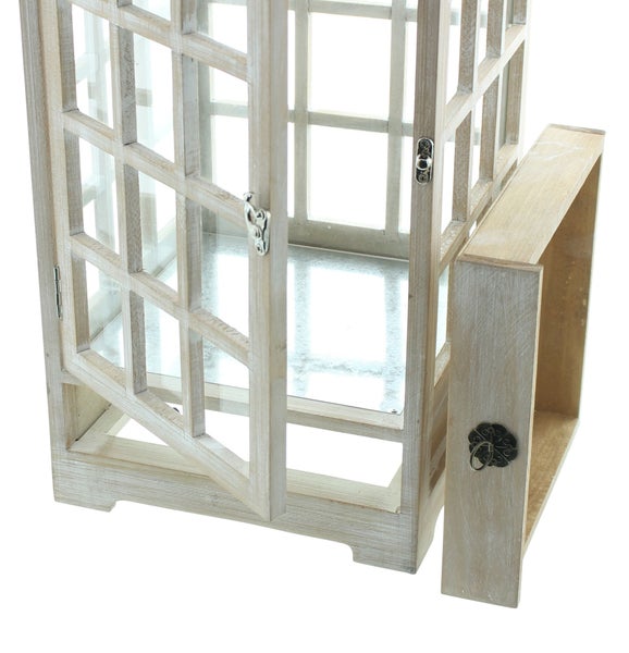 FRANK FLECHTWAREN | Große Laterne Landhaus, HOLZ, METALL, 25 x 25 x 63,5 cm