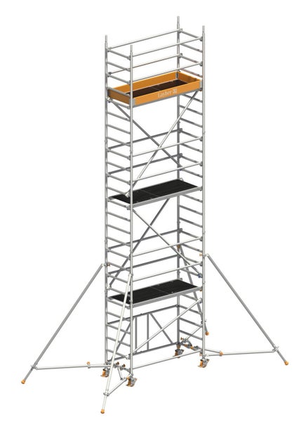 Layher Rollgerüst ZIFA P2 Safety Plus mit Doppelgeländer und ausziehbaren Gerüststützen 7,61m AH