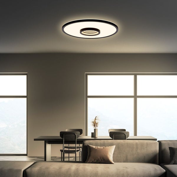 Briloner Toro LED Deckenlampe, Tunneleffekt, 3 Stufen Schaltung, Indirektes Licht, Speicherfunktion, Schwarz, Ø42 x 4 cm